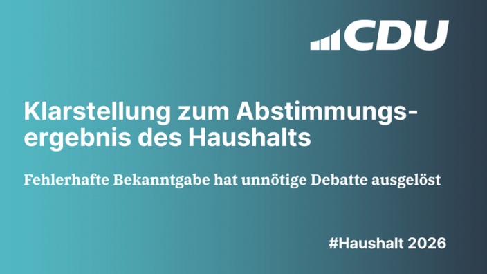 Klarstellung zum Abstimmungsergebnis des Haushalts